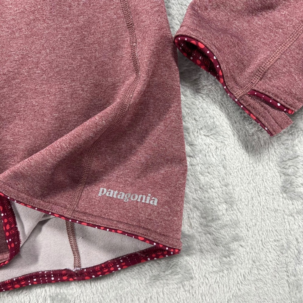 Patagonia Womens Speedwork XL 1/4 Zip Pullover Heathered Burgundy Dot Trim - Picture 10 of 13